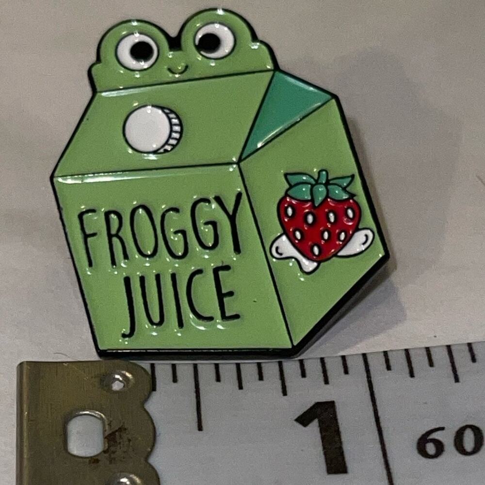 Froggy Juice Carton Pin Brooch